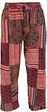 GURU SHOP Patchwork Yogahose, Goa Hose, Loose fit Hose - Weinrot, Herren, Baumwolle, Size:M