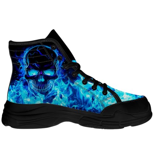 Quorax Flame Skull Shoes for Men High Top Sneakers Lace Up Canvas Shoes Gifts for Her Him4
