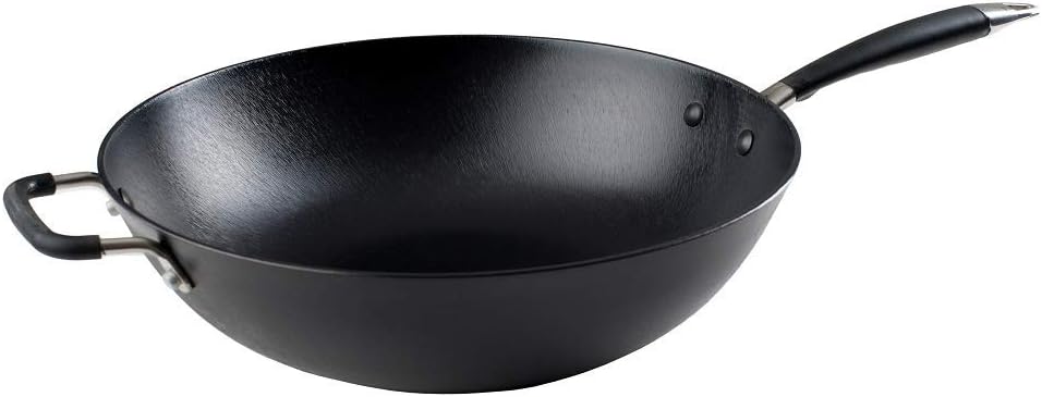 Ronneby Bruk Ultra Original Stir Fry Pan Wok Light Weight, Diameter-34 cm, Cast Iron, Black, One