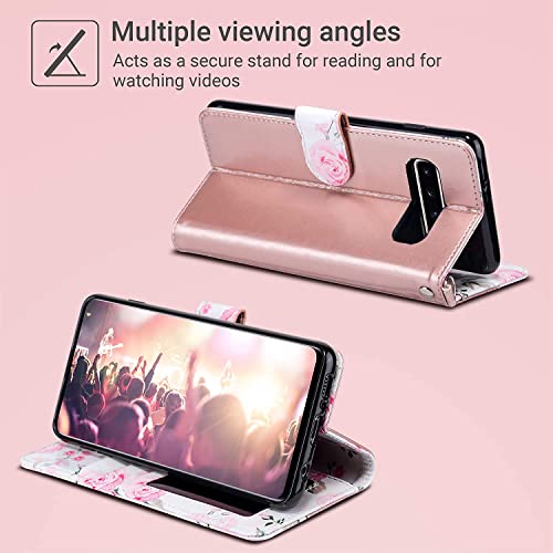 Ulak Galaxy S10 Case Wallet, Flip S10 Case With Card Holder Pu Leather + Tpu Bumper Stand Cover Kickstand Full Protective Phone Case For Samsung Galaxy S10 6.1 Inch - Rose Gold #TOP2