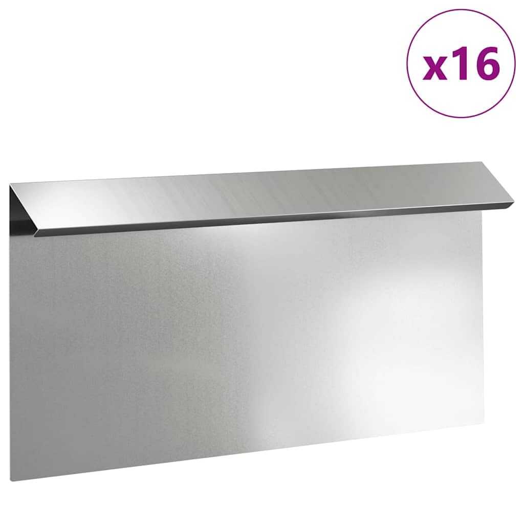 16-teilig Schneckenzaun aus verzinktem Stahl Silber, 50 x 3,5 x 25 cm Metall Gartenkante für Beeteinfassung, Terrassen und Vorgarten zur Abgrenzung