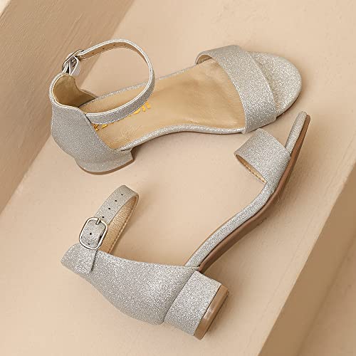 Image of Amoji Girls High Heels Kid Ankle Strap Dress Shoes Wedding Party for Little Kid Big Kid 412