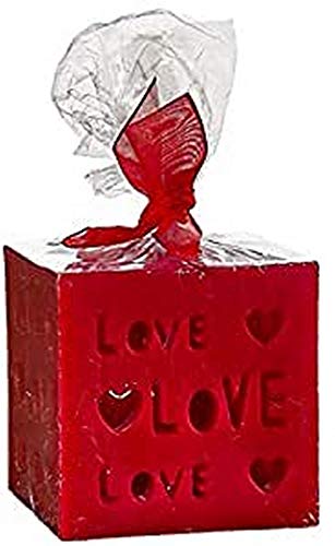 Candela rossa love design 7,5 cm