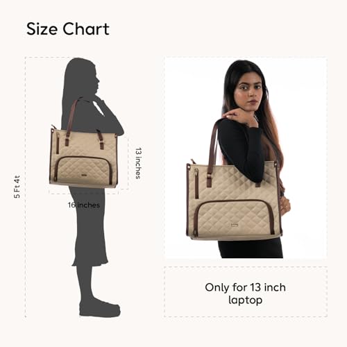 Image of Crewer Elegant Work Bag with Lunch Compartment - Laptop Tote Bag with Lunch Box Section, Office Bag with Insulated Lunch Storage - Stylish Quilted Shoulder Bag for Women.