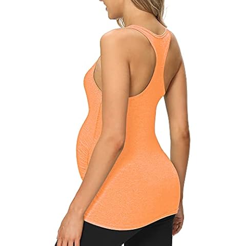 fitglam Women's Maternity Workout Tank Tops Pregnancy Athletic Running Racerback Shirts - orange - X-Large Cover