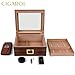 CIGAROL Cigar Humidor, Desktop Cigar Humidor Box, Glass Top Cigar humidor with Hygrometer, Humidifier Cigar Cutter, Leather Cigar Case Cedar Wood Desktop Humidors Cigar Box for Men for 30-35 Cigars