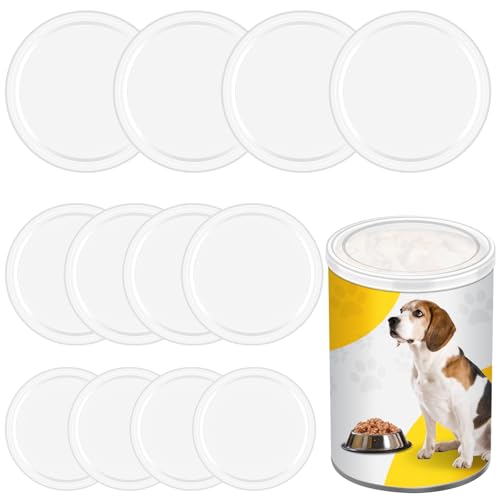 Caianwin 12 Stück Dosendeckel für Tierfutter 3 Verschiedenen Grössen (200g/500g/800g) PE Transparenten Kunststoff Deckel,Wiederverwendbar Konservendosen Deckel für Katzenfutter und Hundefutter Dosen