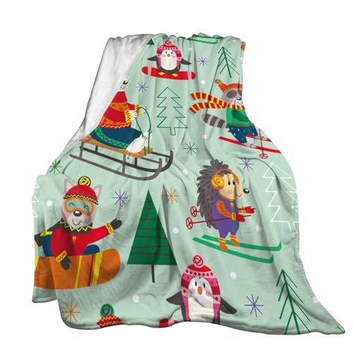 - Manta de franela estampada para animales, manta para niños, acogedora manta de dibujos animados | adorable manta de animales para niños pequeños, ligera y cálida para sofá, cama, sofá, coche