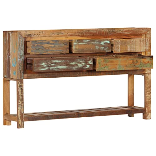 Sideboard 47.2"X11.8"X29.5" Solid Reclaimed Wood With Decorated Door, Liquor Cabinet, Dining Room, Hallway, Cupboard Console Table, Accent Cabinet #TOP2