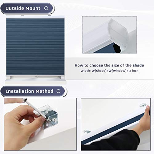 Cellular Shades Blackout Blinds Cordless Honeycomb Window Shades For Bedroom, Blinds For Window And Door, Home And Office, Blue, 36" W X 64" H #TOP5