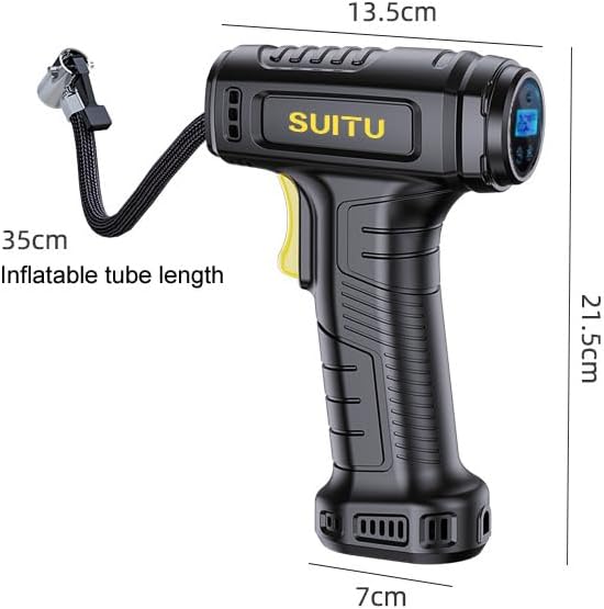 Miniatura 9 de Bomba de inflado de coche inalámbrica, compresor de aire portátil, inflador de neumáticos de 12 V, con indicador digital de presión puntero y luz