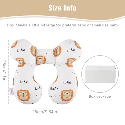 Image of vocheer Baby Travel Pillow(Upgraded), Head and Neck Support Pillow for Pushchair, Car Seat, Stroller, Bouncer, Cotton(Lion)