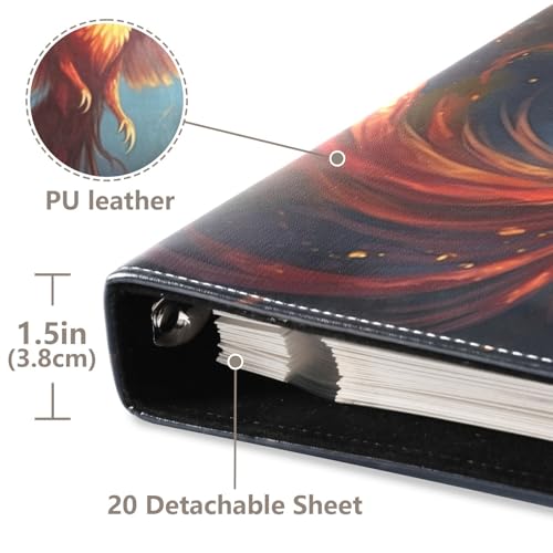 Álbum de fotos con plumas de ave fénix para bodas familiares y aniversarios, álbum de fotos con encuadernación de 3 anillos, cubierta de cuero, libro de fotos DIY autoadhesivo, álbum de recortes miniatura 4