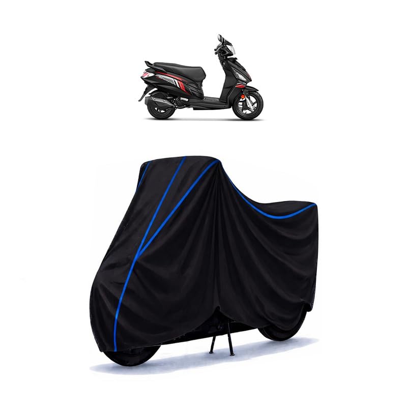 Image of Scooty Cover Water Resistant for Maestro 110 | Universal Scooter & Bike Cover | Heavy Duty UV Dust, Rain & Scratch Protection | Elastic Fit All Weather Indoor Outdoor | Black with Blue Piping