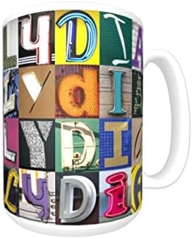 LYDIA Coffee Mug / Cup - using photos of sign letters - personalized