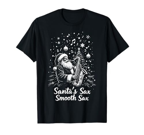 Sax di Babbo Natale liscio sassofono jazz Babbo Natale Jazzy Maglietta