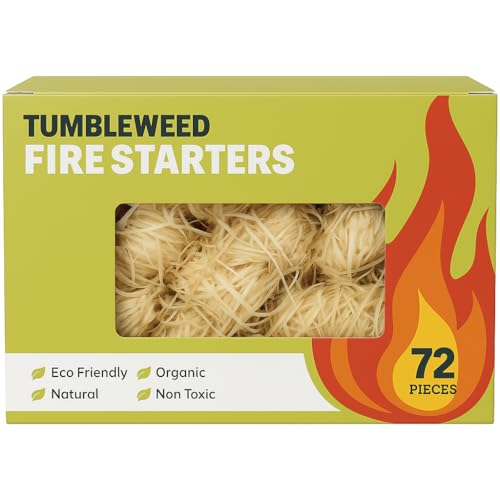 Tumbleweed Fire Starters – 72 Eco-Friendly, Waterproof Starters for Campfire, Fireplace, BBQ, Grill, Wood Stove – Long Burning, Natural Wax & Wood Shavings – No Odor, Chemical-Free