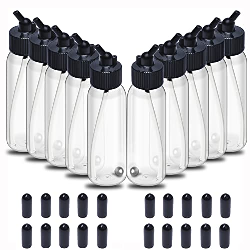 Ketofa Airbrush Siphon Feed Jar,1.07-Ounce Plastic Bottles Jars,30ML Plastic Bottles Jars Lid Adapter Dual-Action Siphon Feed Accessories with 20x Rubber Caps (10 Packs)