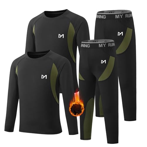 MEETYOO - MEETYOO 2/4 PCS Boys Thermal Underwear Set,Lined Compression Base Layer for Boy, Fleece Lining Winter Long Johns for Kids