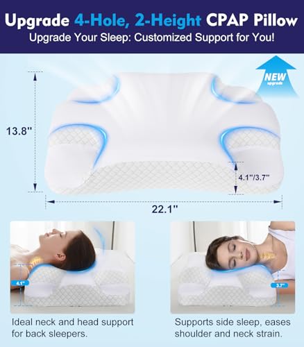 Image of Deep Sleep CPAP Pillow for Side Sleeping for All CPAP Masks Users to Reduce Air Leaks & Masks Pressure: Neck Support Pillows for Neck Pain Relief - Cooling Memory Foam Pillow Side Back Stomach Sleeper