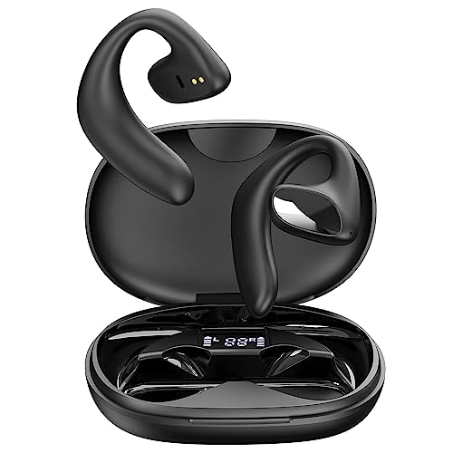 Image of Wrap Around Over Ear Earbuds Bone Conduction Open Ear Headphones Wireless Bluetooth Open Ear Earbuds with Ear Hook Mic Earbud Bone Conduction Head Set Headset Ear Buds Bone Conducting Headphones