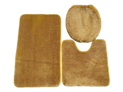 Daniel's Bath & Beyond 3 Piece Solid Luxury Bath Mat, Gold