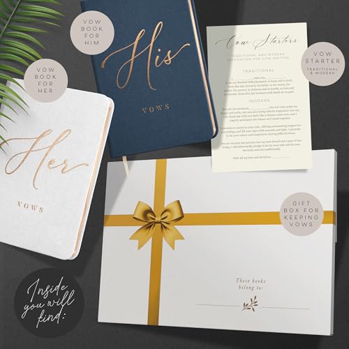 Image of ARTESORI Vow Books His and Hers - Linen Wedding Vow Books Perfect as Bride & Groom Gifts, Wedding Registry Ideas - His & Hers Gifts Wedding Vow Book - Wedding Essentials & Accessories (White & Navy)