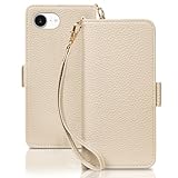 SZJAMIE iPhone 16E 手帳型ケース いPhone16e ケース 手帳型 おしゃれ アイフォン16e 携帯ケース かわいい iPhone16e スマホケース 軽量 薄型 可愛い 財布型 上質な手触り 人気 耐衝撃 カード収納 純正 お洒落 シンプル 横置きスタンド機能 ストラップ付き (iPhone 16e対応,ベージュ)