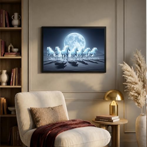 Image of Suneree 7 Horse Vastu Wall Painting (Landscape Collection) (Natural, Design 18, 33L x 25W cm)