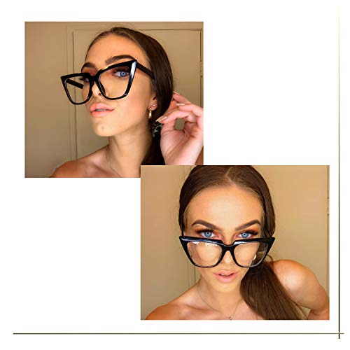 Feisedy Chic Cateye Large Frame Blue Light Blocking Eyewear Glasses With Clear Lenses Women B2619 #TOP1