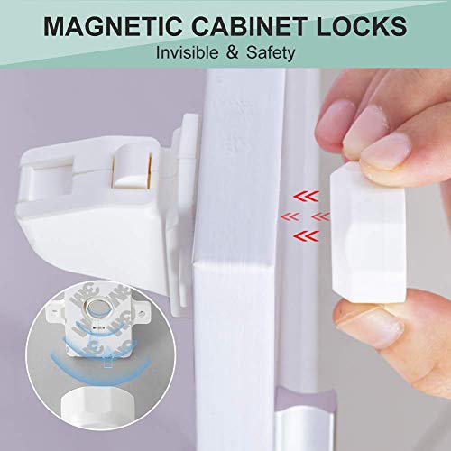Magnetic Cabinet Locks Child Safety for Drawers and Cabinets - Kitchen Child Proof Cabinet Locks - Baby Proofing Safety