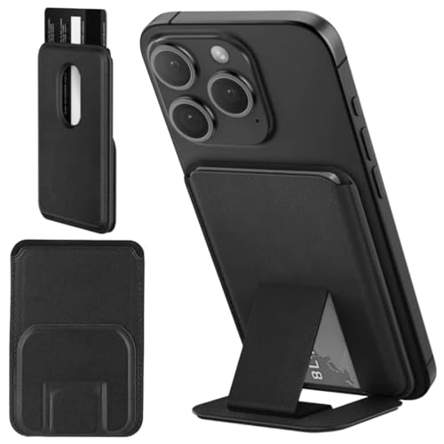 Porte Cartemagsafe, magsafe wallet, Porte-Cartes telephone en PU, Noir, pour iPhone 16/15/14/13/12 Séries, non compatible avec iPhone 13/12 Mini