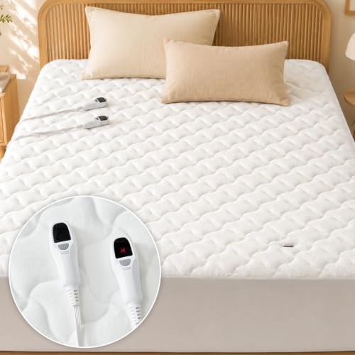 SurChic Heated Mattress Pad Queen Size, Coral Fleece Electric Mattress Pad Cover for Cold Sleepers, Dual Control Bed Warmer, 10 Heat Settings, Auto Shut Off, 21” Deep Pocket, Machine Washable