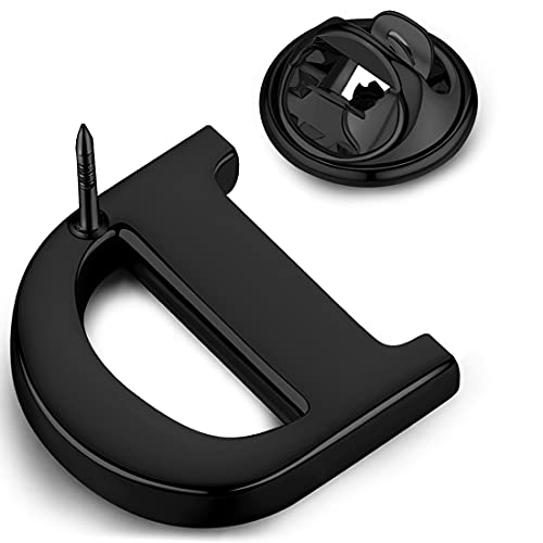 Image of HONEY BEAR Initial Alphabet Letter Lapel Pins Collar Badge Brooches for Mens /Womens Shirt Dress Decoration Black