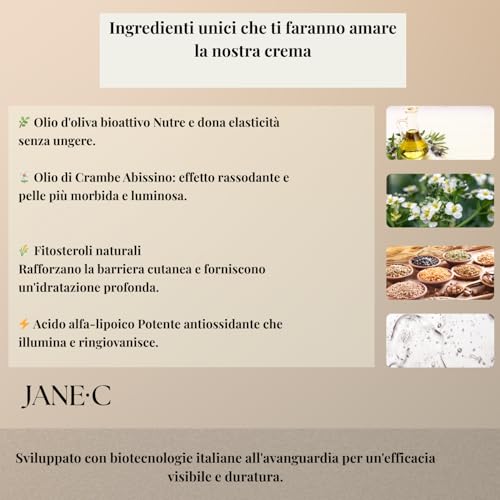 Jane•C Crema Viso Notte Antirughe – Crema Notte Rigenerante E Levigante, Anti-Age Intensiva Con Retinolo, Coenzima Q10, Centella Asiatica E Fosfolipidi – Skincare Coreana – 50 Ml – Made In Italy - 6