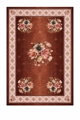 Image of AAZEEM Printed Tablecloth Soft Feel Table Cover 4-6 Seater,Table Cover,Dining Table Cover, Table Linen,Dining Table Chair Cover,Dining Table Cover 6 Seater|Brown|36 X 54 Inches