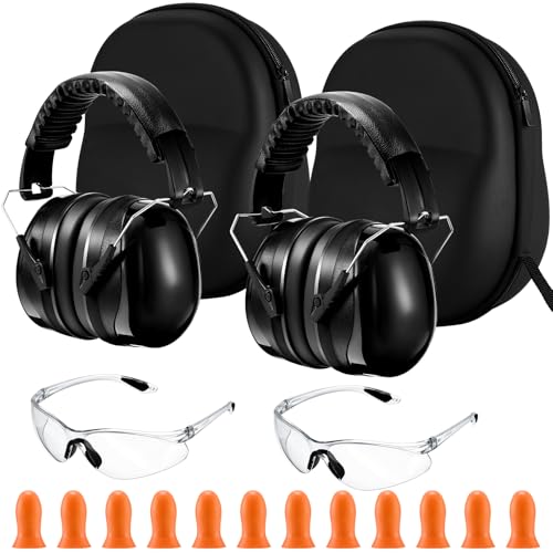 TrelaCo 18 Pack Shooting Range Ear Protection Set with Storage Case Including Shooting Range Ear Protection Earmuffs Reduction Headphones Nrr 36db,Gun Safety Glasses,Earplugs,Carrying Case
