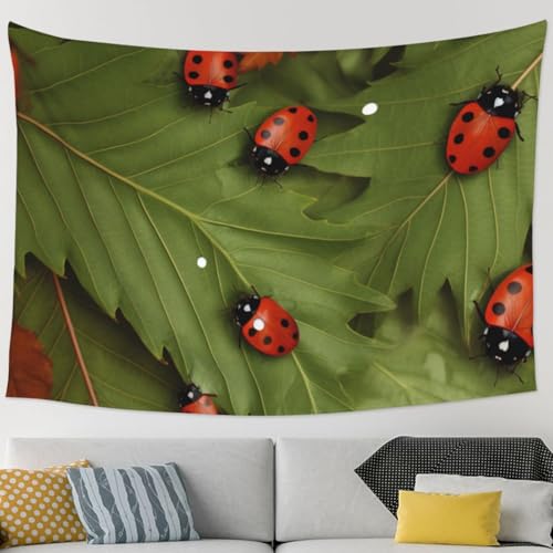Tapisserie murale feuilles et coccinelles YKLJG 229x152 cm pour salon