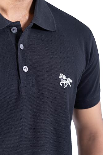 Image of Men's Polo T-Shirt, Short Sleeve, Pique Fabric, Embroidered Horse Logo, Casual Wear