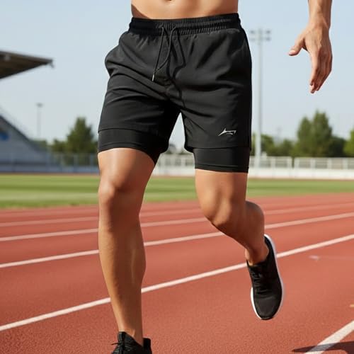 Image of PROSHARX Apex Dual Shorts Advanced with Concealed and Secure Pockets & Towel /T-Shirt Holder | Men's 2 in 1 Double Layer Short for Running, Gym & Sports