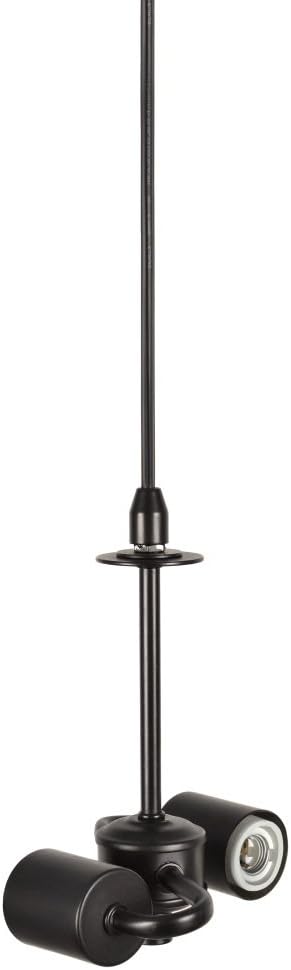 Aspen Creative 70121 2-Light Hanging Pendant Ceiling Light with Transitional Bell Fabric Lamp Shade, Beige, 18" Width