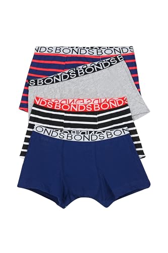 Bonds Boys' Underwear Trunk, Blue/Red (4 Pack), 12/14