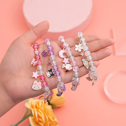 Kuseron Kawaii Cute Bracelets Set Y2K Gyaru Anime Stunning Bracelets Gorgeous Friendship Bracelets Crystal Beaded Elastic Bracelet Gifts For Girls Women Bff #TOP2