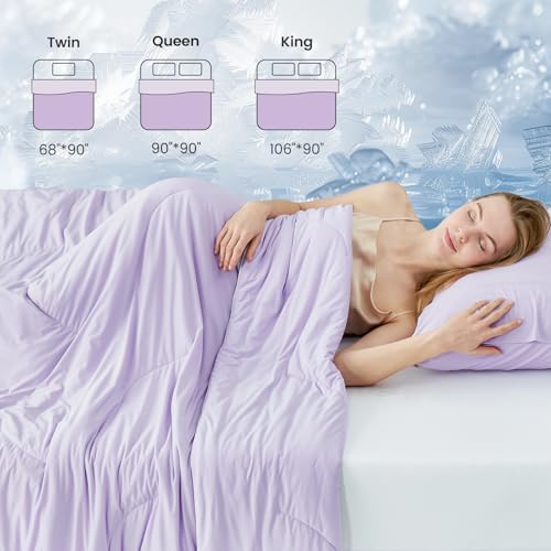 Cozy Bliss Cooling Comforter Queen Size, Reversible Lightweight Cooling Blankets for Hot Sleepers and Night Sweats, Q-Max>0.45 Soft Breathable Silky Smooth Summer Comforter, Lavender Purple, 90"x90" by Cozy Bliss - Used condition - Image 8