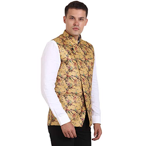 Image of Veera Paridhaan Men's Printed Jute Cross Nehru Jacket