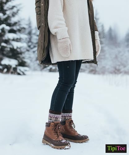 Image of Tipi Toe Women's 6 Pairs Winter Boot Socks - Soft Cotton Blend Warm Crew Socks Size 9-11
