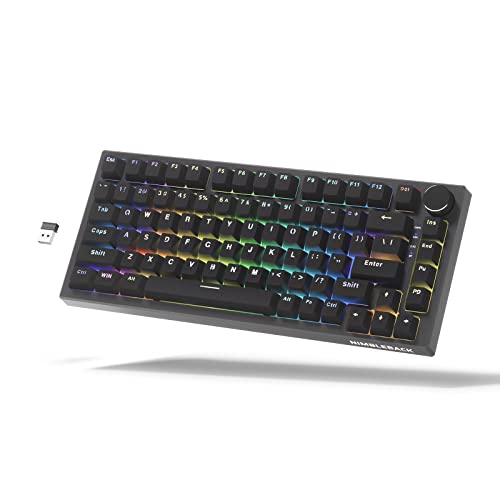 LTC NB831 Wireless 75% Triple Mode BT5.0 2.4G USB-C Wired Hot Swappable Mechanical Keyboard, 83-Keys Bluetooth RGB Compact Gaming Keyboard with Software (Hot Swappable Red Switch, Black)