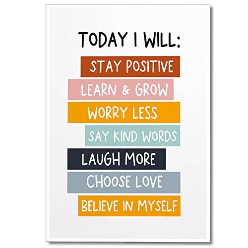 Inspirational-Quote-Today-I-Will-Canvas-Wall-Art-Motivational-Daily-Positive-Affirmation-Aesthetic-Poster-Encouragement-Quote-Wall-Decor-Prints-Paintings-for-Kids-Nursery-Bedroom-12x16in-Unframed