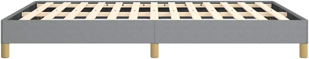 Light Gray Polyester Fabric Bed Frame Queen Size, Engineered Wood Platform with Sturdy Slatted Foundation, Easy Assembly, Durable Nonslip Mattress Support for Modern Bedroom