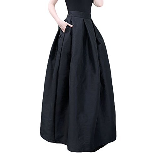 LINNUO Mujeres A-Line Faldas Plisadas de Color Sólido de Alta Cintura Larga...
